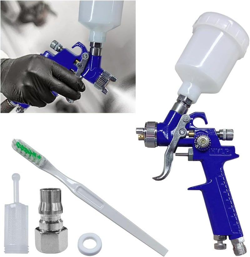 BDZMC Mini HVLP Touch Up Spray Gun with 1 mm Nozzle, 125 cc Cup Gravity Feed Air Paint Sprayer Spot Repair, Spray Paint Gun for Car Furniture Painting, Auto Primer, Wall Painting (1.0) - Image 1